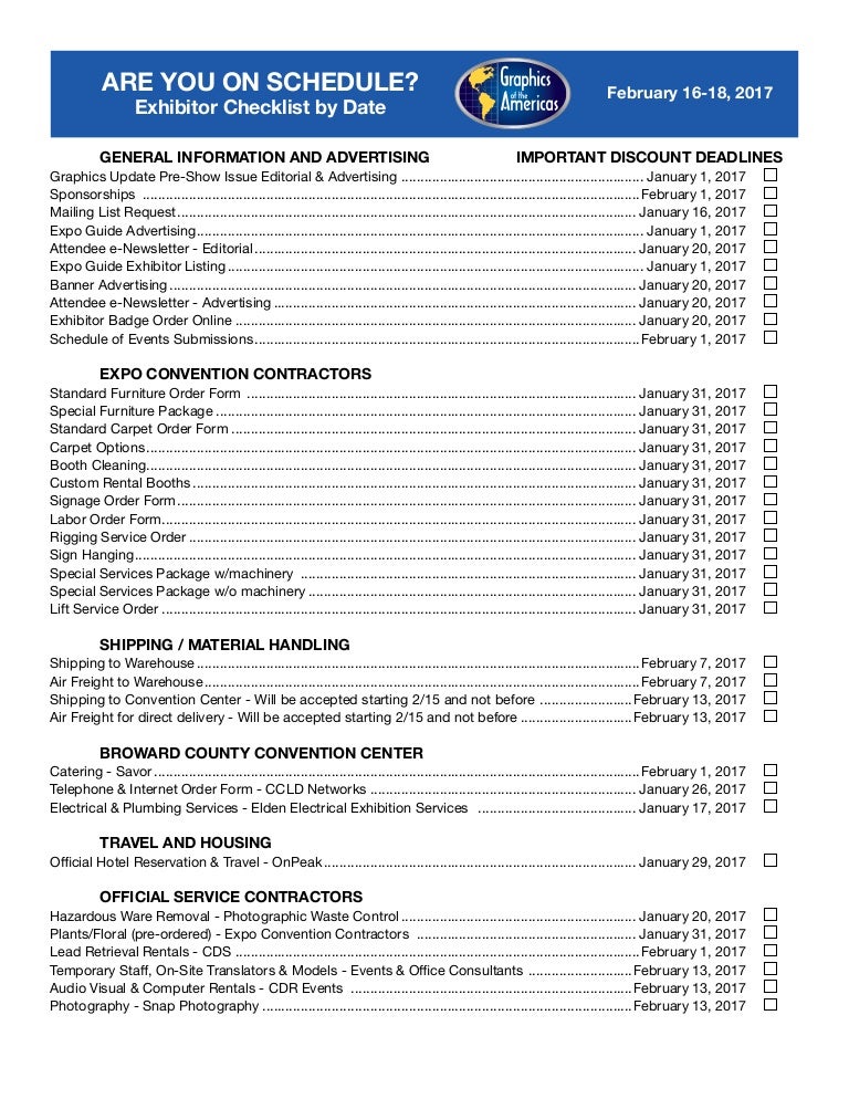 Exhibition Checklist Template