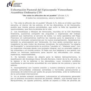 Exhortación Pastoral del Episcopado...