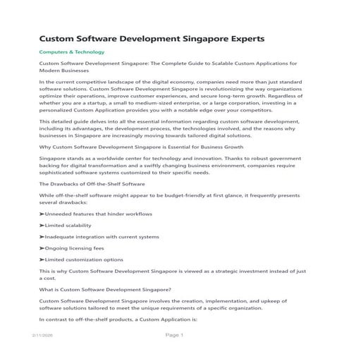 Best Custom Software Development Singapore | PDF