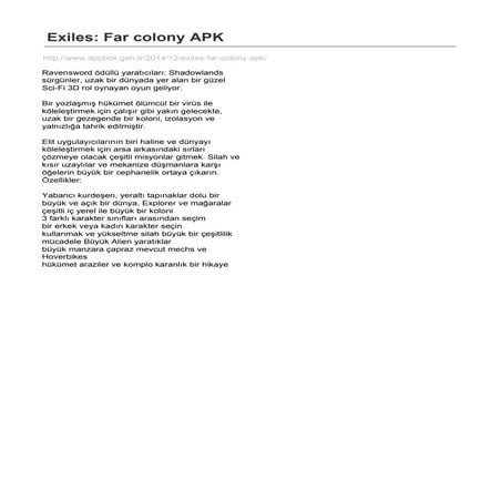 Exiles far colony apk PDF