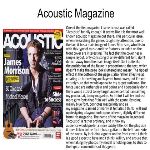 Existing Acoustic Based Magazine Covers 