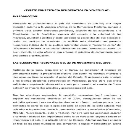 ¿Existe competencia democratica en venezuela?