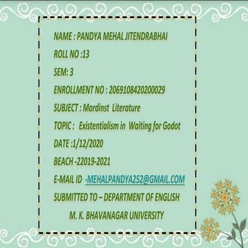 Existentialism in waiting for godot