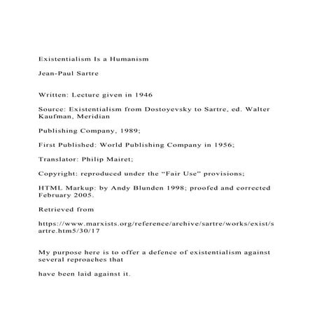 Existentialism Is a Humanism Jean-Paul Sartre Writt.docx