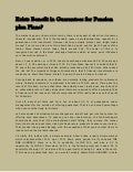 Exists Benefit in Guarantees for Pension plan Plans?