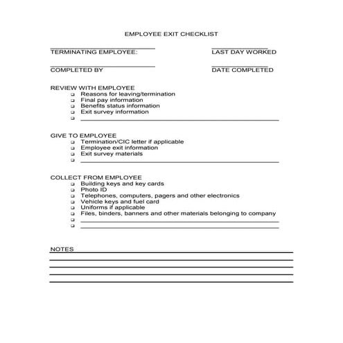 Exit Interview Checklist | PDF