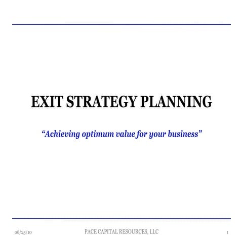 Exit Strategy Planning Comprehensive Update2003