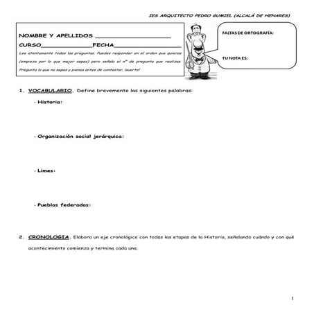 Exámenes 1ª y 2ª evaluación historia (2ºeso)
