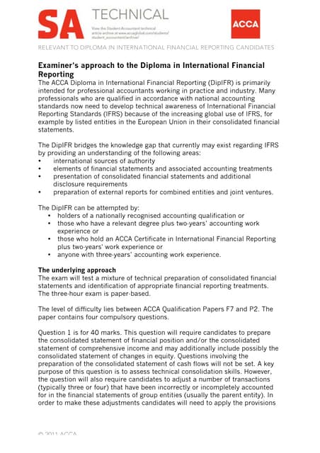 Exminer approach for DipIFRS exam