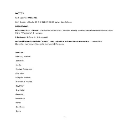 Exo notes Ref  legacy of elder gods