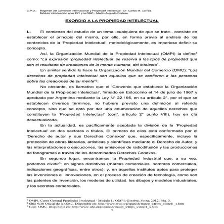 Exordio a la propiedad intelectual. cpo