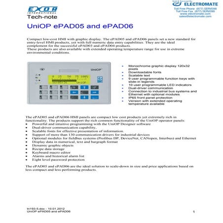 Exor e pap05_epad06_specsheet