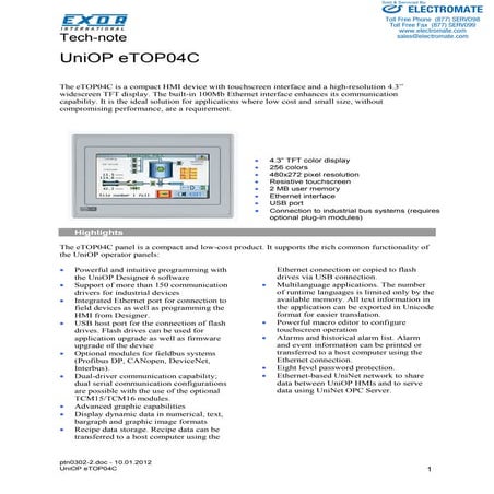 Exor e top04c_specsheet