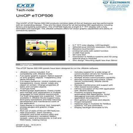 Exor e top506_specsheet