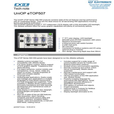 Exor e top507_specsheet