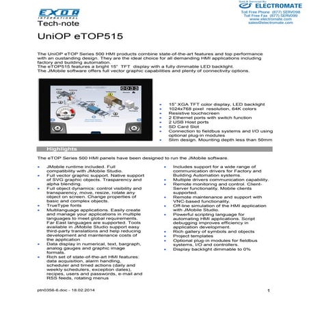 Exor e top515_specsheet