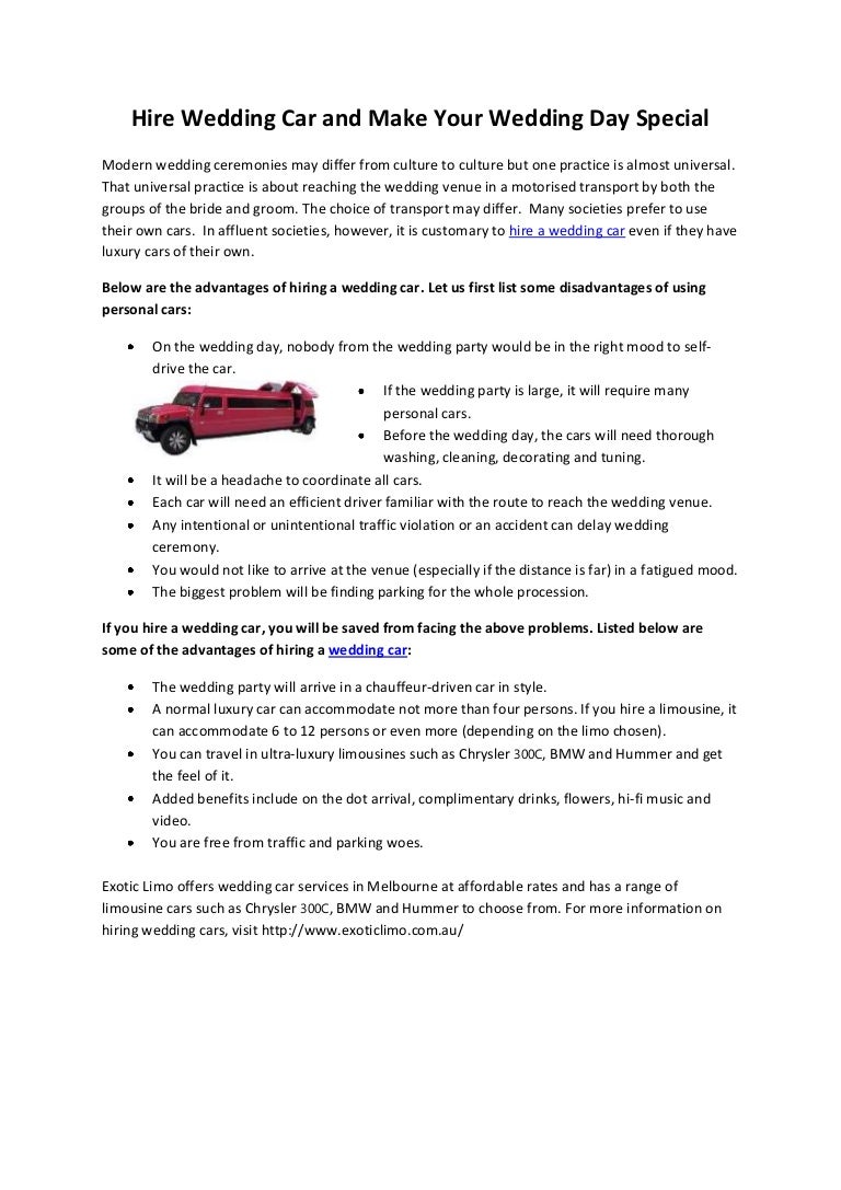 Hire Wedding Car and Make Your Wedding Day Special