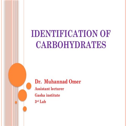 identification of carbohydrates using tests