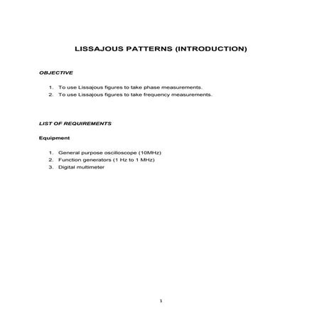 LISSAJOUS PATTERNS Experiment 3