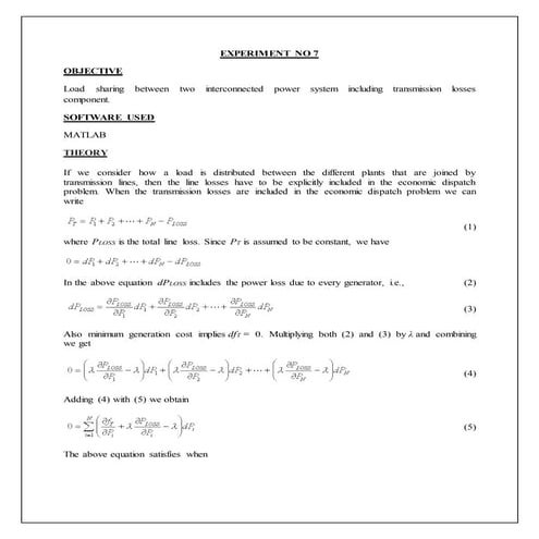Exp 7 (1)7.	Load sharing between two interconnected power systems including t...
