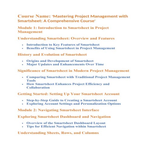 Expanded ‘Mastering Project Management with Smartsheet A Comprehensive Course...