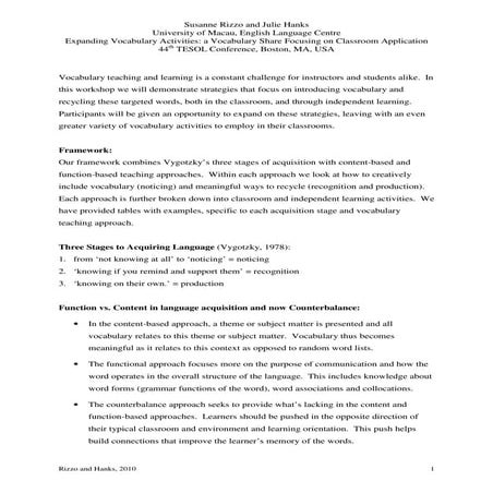 Expanding Vocabulary Handout