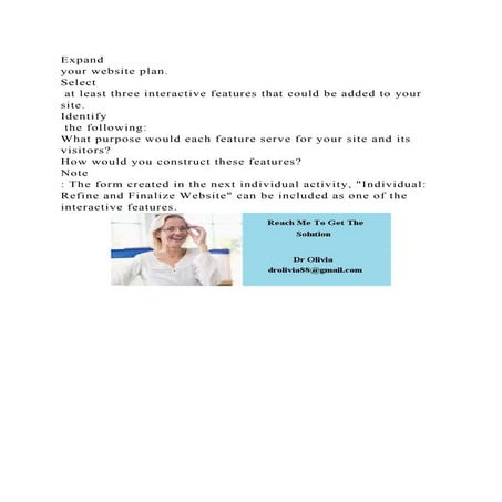 Expand your website plan.Select at least three interactive fea.docx