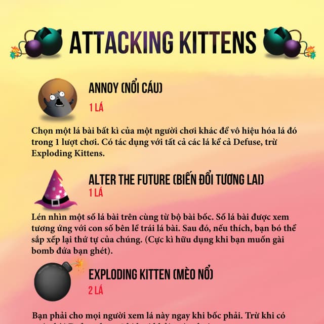 [BoardgameVN] Luật chơi Mèo nổ Expansion attacking - Mở rộng 2