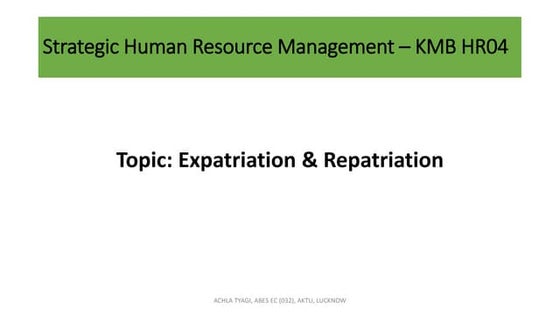 Expatriation and Repatriation
