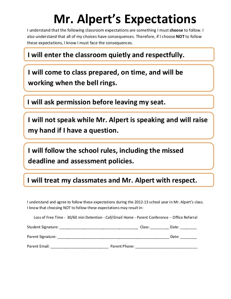 Expectation Agreement Template Expectation Agreement Template