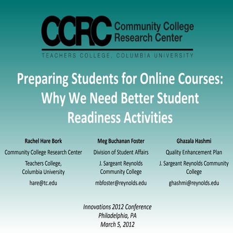 Preparing Students for Online Courses:  Why We Need Better Student Readiness ...
