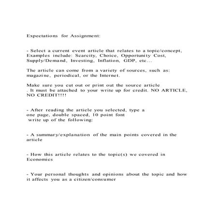 Current Events Assignment Rubric | DOC