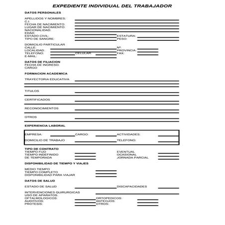 Expediente individual del trabajador