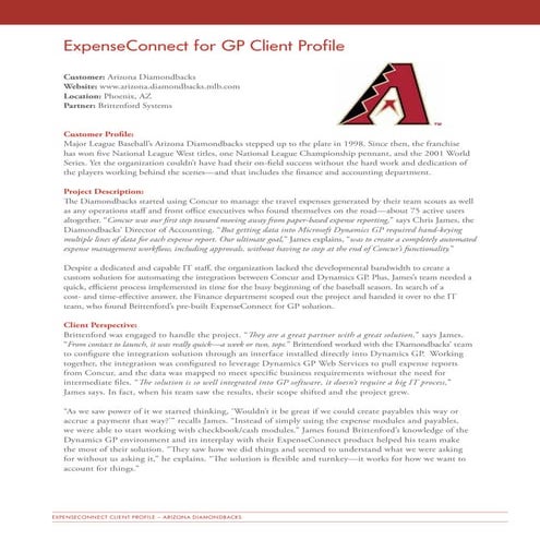 Case Study: Arizona Diamondbacks Implement ExpenseConnect for Microsoft Dynamics GP
