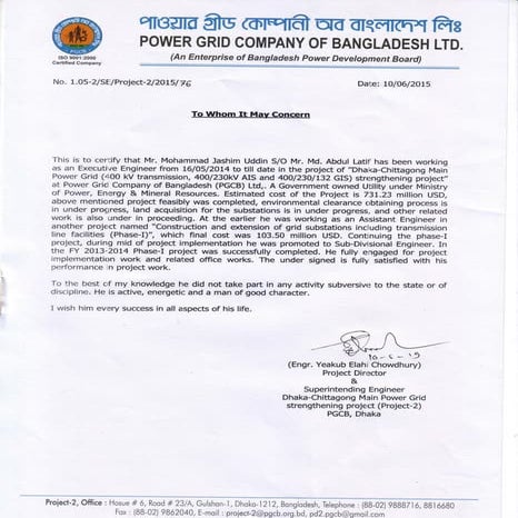 Experience Certificate