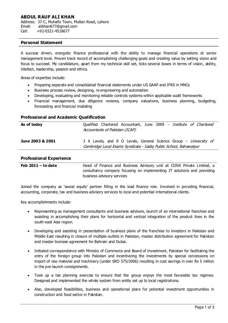 Experienced Chartered Accountant