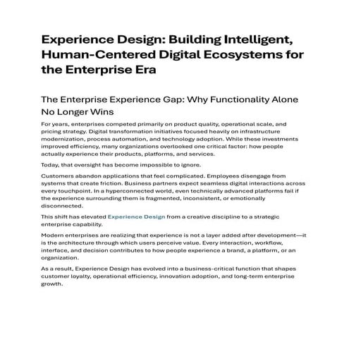 Experience Design: Building Intelligent, Human-Centered Digital ...