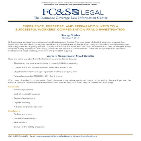 Experience, Expertise, and Preparation:  Keys to a Successful Workers' Compen...