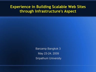 Experience In Building Scalable Web Sites Through Infrastructure's View