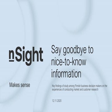 Experiences of research in Finnish companies nSight Dec 2020