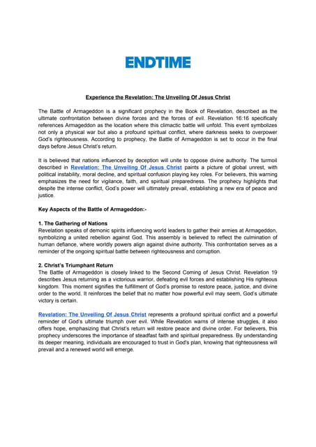 Experience the Revelation_ The Unveiling Of Jesus Christ.docx