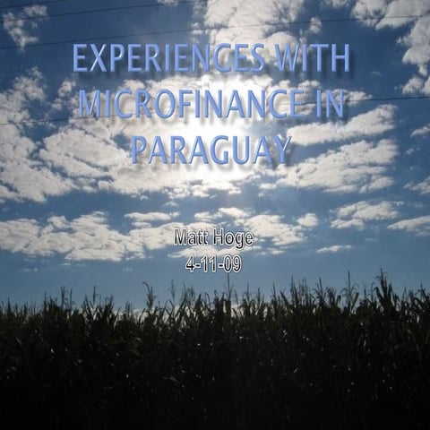 Experience With Microfinance In Paraguay