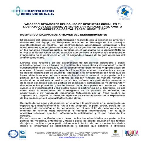 Experiencia ambito comunitario hruu