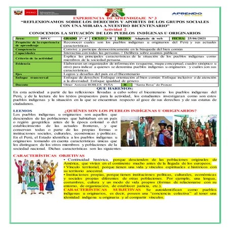 Experiencia de aprendizaje  dpcc nº 4 act  2