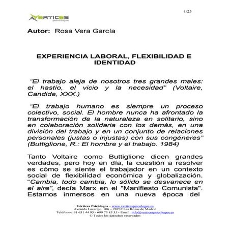 Experiencia laboral, flexibilidad e identidad