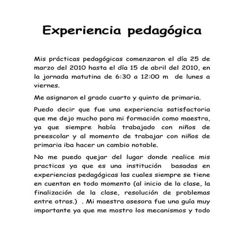 Experiencia pedagógica