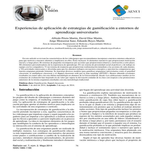 Experiencias de aplicación de estrategias de gamificación a entornos deaprend...