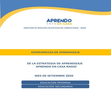 Experiencias de aprendizaje setiembre 2020