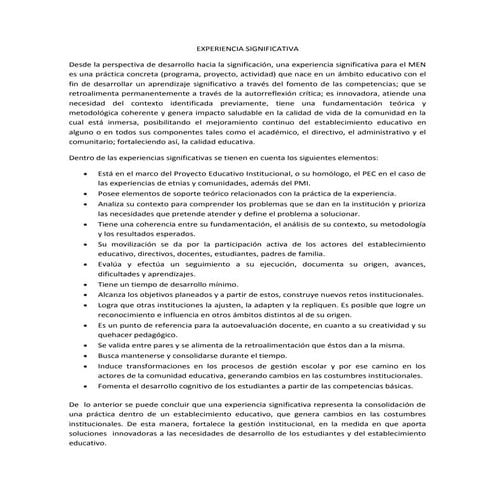 Experiencia significativa