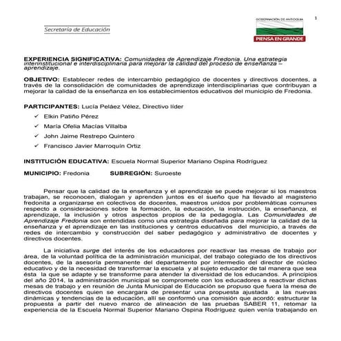 Experiencia significativa 2016 